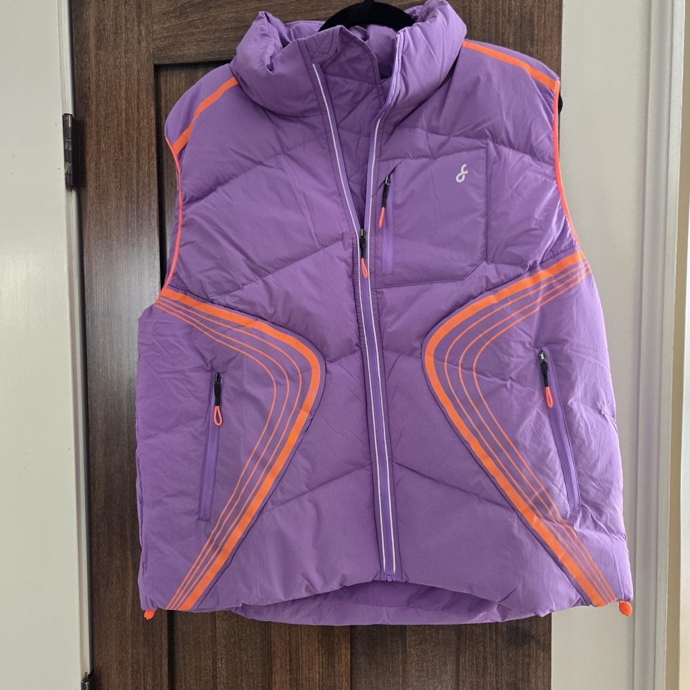 Women's Purple Puffer Vest with Orange Trim - Unbranded